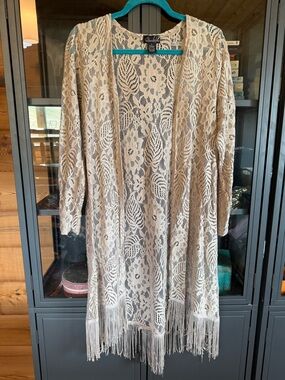 Lulu's Beige Lace Fringe Cardigan